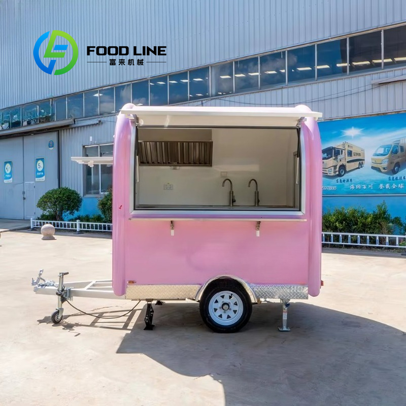 Food Snacks Catering - Dostosowywana, różowa mini przyczepa gastronomiczna w