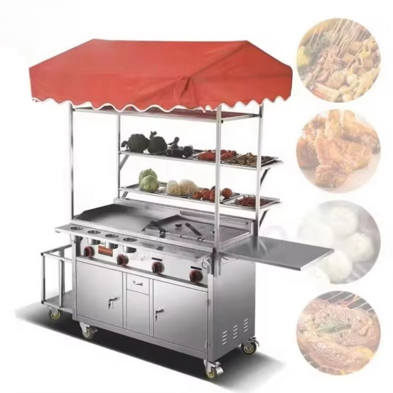 Food Snacks Catering - Mobilny wózek gastronomiczny ze stali nierdzewnej,