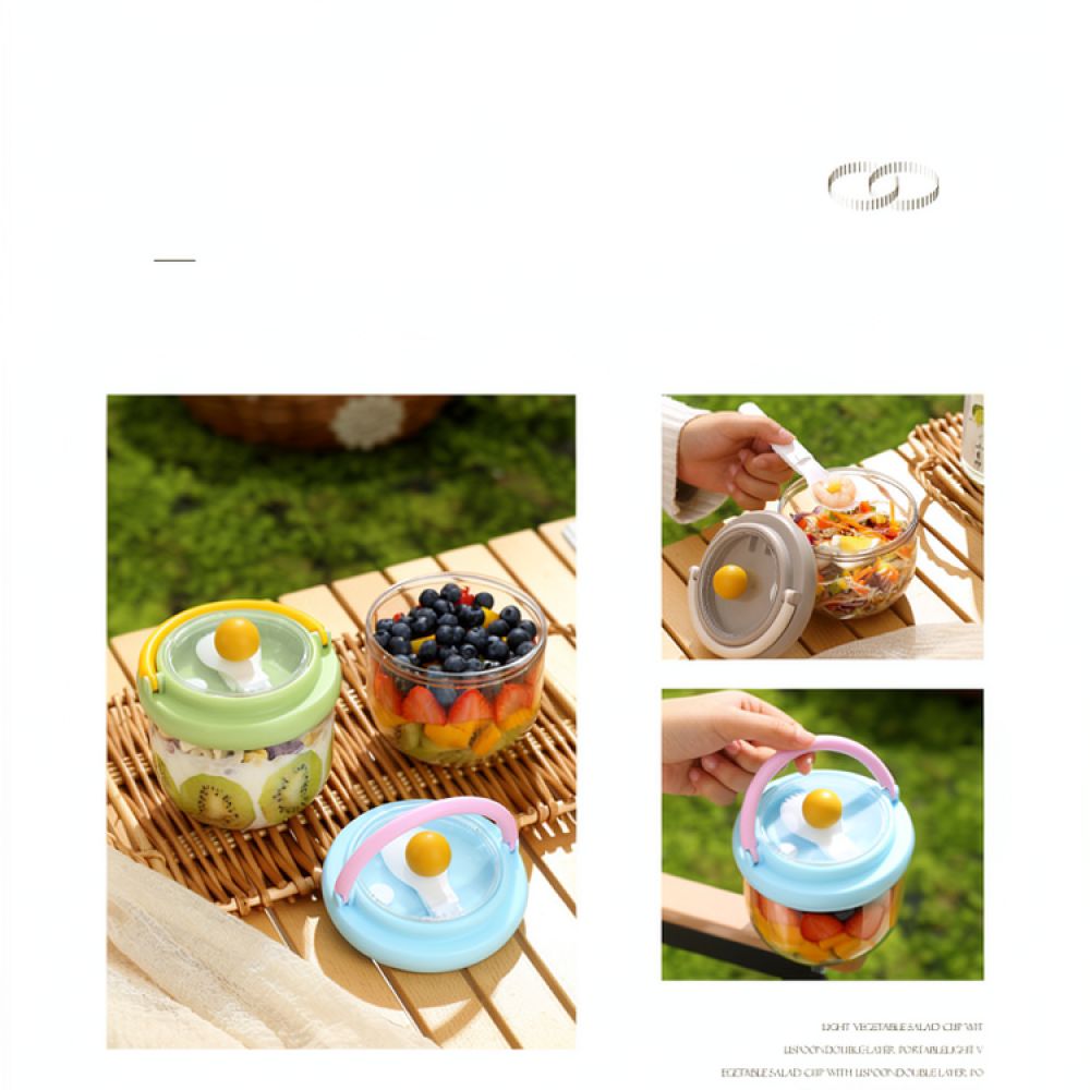Healthy Snacks Food - Stylowy, przenośny pojemnik na sałatkę z